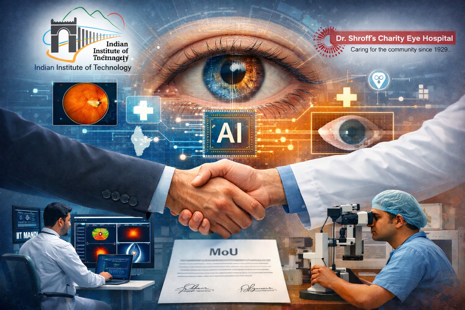 आईआईटी मंडी ने एआई-आधारित नेत्र चिकित्सा को बढ़ावा देने हेतु डॉ. श्रॉफ्स चैरिटी आई हॉस्पिटल के साथ एमओयू पर हस्ताक्षर किए